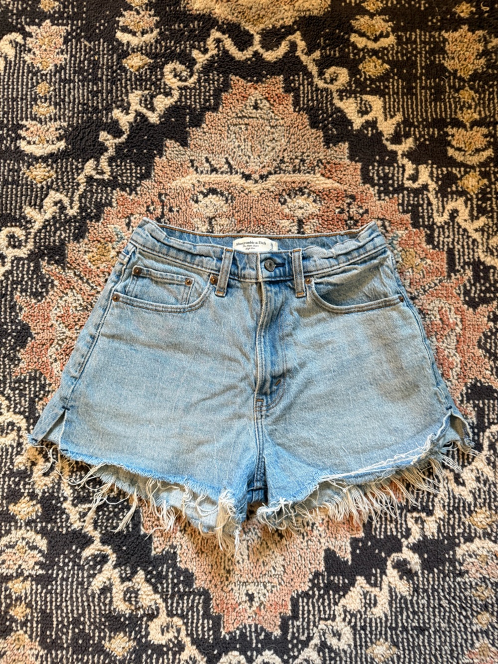 Abercrombie & Fitch Light Blue Distressed Denim Shorts